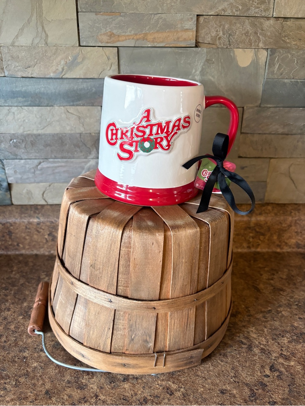 Rae Dunn White and Red "A Christmas Story" Holiday Ceramic Mug